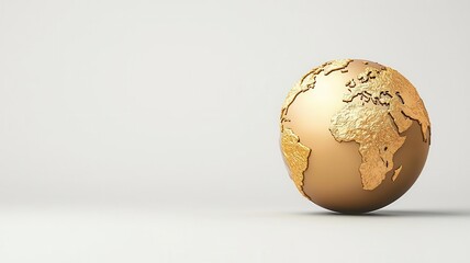 Globe with continents made of gold, highlighting global financial objectives, 3D illustration