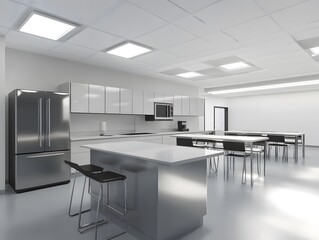 Modern Kitchen Interior with Stainless Steel Appliances