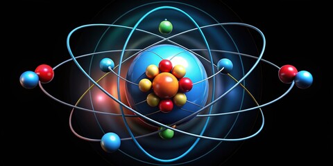 An atomic model of oxygen illustrating electron energy levels and quantized orbits