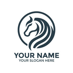 Naklejka premium creative elegant horse logo icon, vector illustrations, symbol, An elegant creative minimal horse head logo symbol icon silhouette design vector