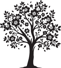 Fototapeta premium Cherry Tree Silhouette Vector Illustration