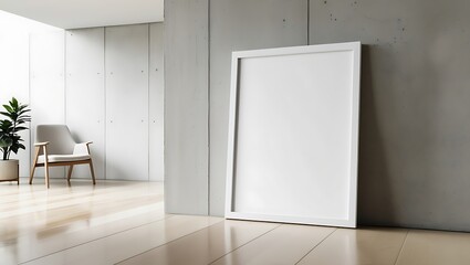 Elegant Frame Poster Mockup in Contemporary Home Interior – Showcase Your Art in a Chic Setting, Ideal for Microstock Photography and Design Projects