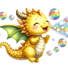 Cute Playful Dragon Watercolor