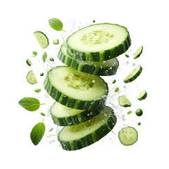Falling cucumber slice