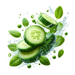 Falling cucumber slice