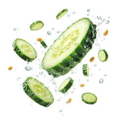 Falling cucumber slice