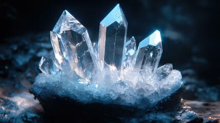 Obraz premium Close-up of a Crystal Cluster: A Stunning Display of Nature's Beauty