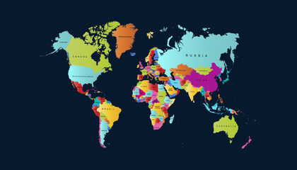 World map. Modern color vector map. Silhouette map