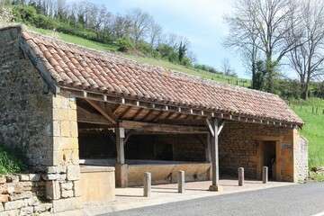 Ancient lavoir in the village of Oingt in Beaujolais, France
