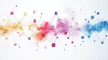 Abstract Watercolor Network Art: Connectivity and Design