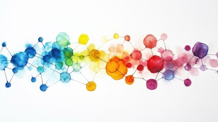 Abstract Watercolor Painting of Connected Dots and Circles