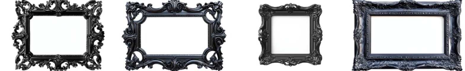 This is a rich black frame isolated on a white background. Clipping paths are included.