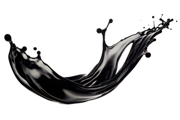 black paint or oil splash wave isolated on white or transparent png