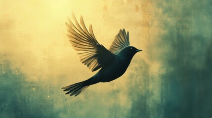 Fototapeta premium Bird in Flight: A Silhouette Against the Sky