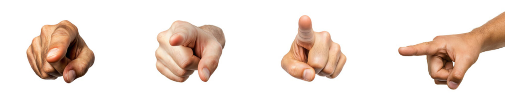 Isolated white background of a male hand pointing