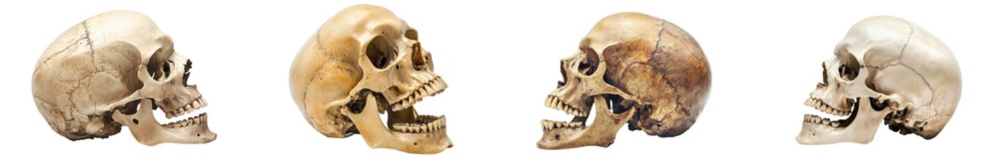 Fototapeta premium Angle skull isolated on white background in open mouth pose