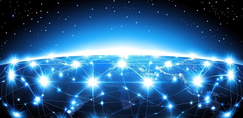 illustration of an expanse of interconnected constellations, illuminating outer space.