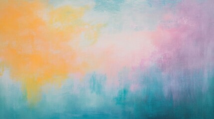 Fototapeta premium Abstract Painting with Yellow, Teal, and Pink Hues