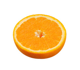 Half Orange fruit isolated on white background.