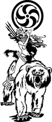 Ilustración de una guerrera montada en oso