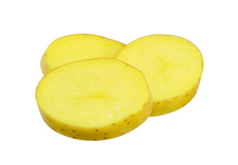 Sliced of Potato isolated on white background.