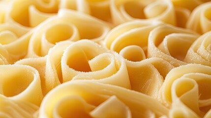 High-resolution close-up of butter curls neatly placed in rows on a white background, capturing the fine details of each curl's shape and texture