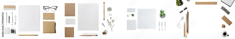 Aufkleber branding mockups on a white background using blank items