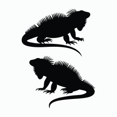 Fototapeta premium Iguana Silhouette Vector Set Animals Illustration Template
