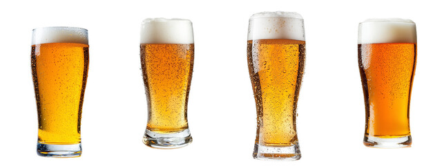 Fresh beer glass isolated on white background