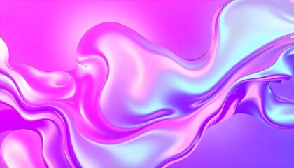 Naklejka premium Colorful abstract background made of holographic metal foil. fluid shapes in shades of pink, purple, and blue, liquid metal, foil, wavy with shiny texture. hologram background.