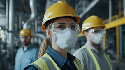 Emergency drill in manufacturing facility focused on safety protocols and teamwork