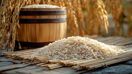 日本の新米と伝統的な米生産