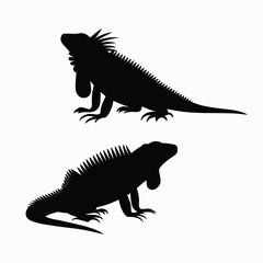 Obraz premium Iguana Silhouette Vector Set Animals Illustration Template