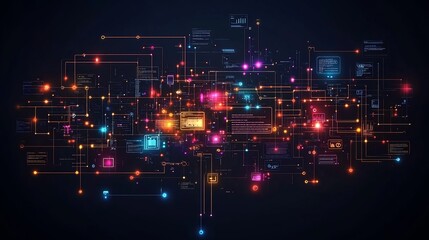 Naklejka premium Mind map of web development frameworks tools such as HTML CSS JavaScript and React