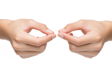 Close-Up of Pinching Hand Gesture on Transparent Background for Business and Medical Communication