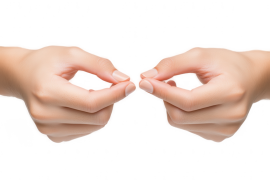 Close-Up of Pinching Hand Gesture on Transparent Background for Business and Medical Communication