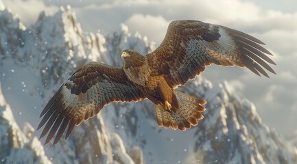 Fototapeta premium Eagle Soaring Mountains.