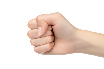 Close-Up of Caucasian Female Fist on Transparent Background for Empowerment and Strength Concepts