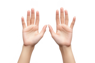 Isolated Transparent Background Hands Raised in Unity Gesture