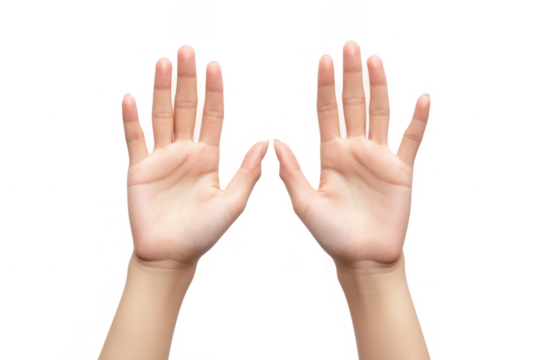 Isolated Transparent Background Hands Raised in Unity Gesture