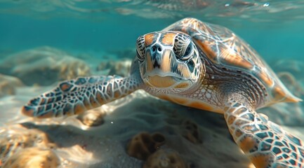 Fototapeta premium Sea Turtle Close Up.
