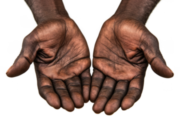 Close-Up of African American Hands in Open Gesture on Transparent Background for Charity and Support Concepts