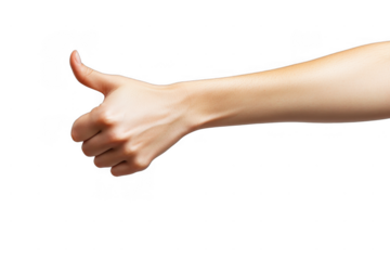 Isolated Thumbs Up Gesture on Transparent Background for Positive Feedback and Approval