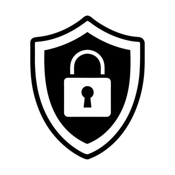 recommend clip art: Safety shield lock protection security silhouette line art icon illustration