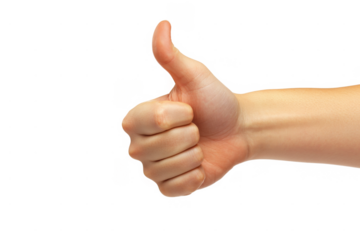 Thumbs Up Gesture Isolated on Transparent Background for Positive Feedback and Approval