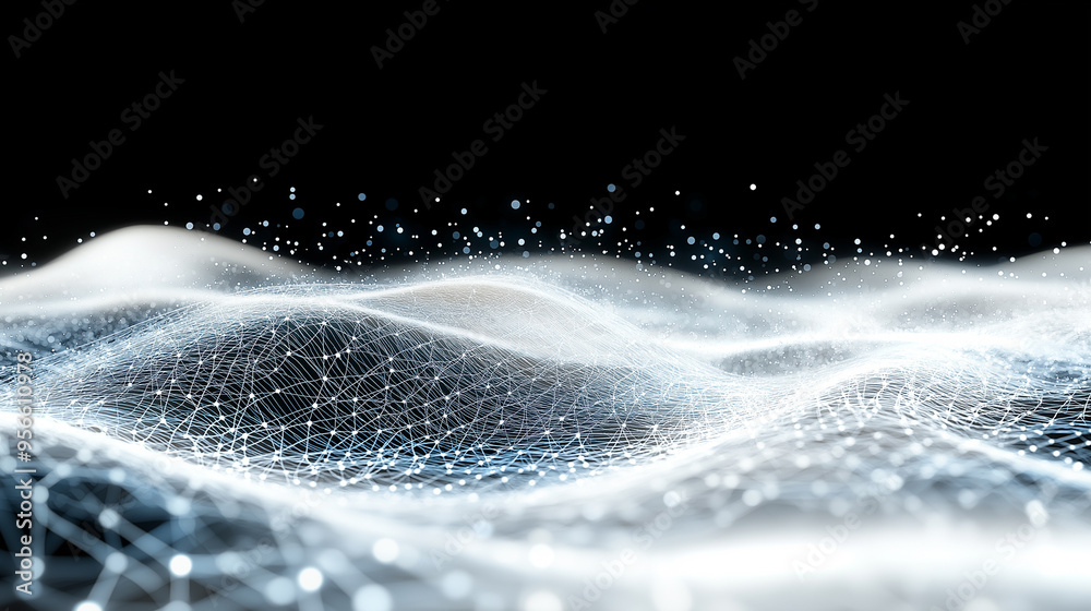 Poster futuristic point wave. abstract background with a dynamic wave. connecting background. abstract wave