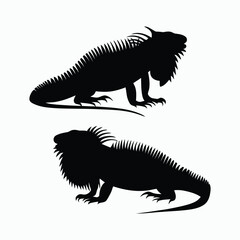 Obraz premium Iguana Silhouette Vector Set Animals Illustration Template