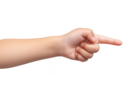 Child's Hand Pointing Finger Isolated on Transparent Background