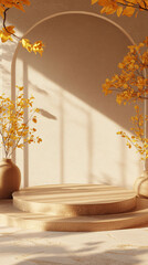 Minimalist interior archway with vases