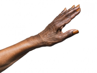 Elderly African Hand with Orange Nails Extended Arm - Healthcare and Aging Concepts